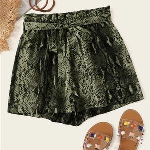 Snakeskin Print Paper Bag shorts Small